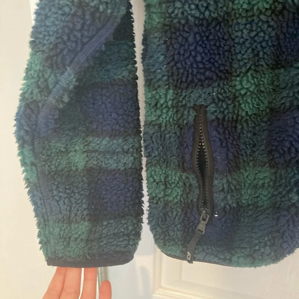 Vineyard Vines Kids Plaid Fleece Jacket - Green and Blue - Picture 7 of 7